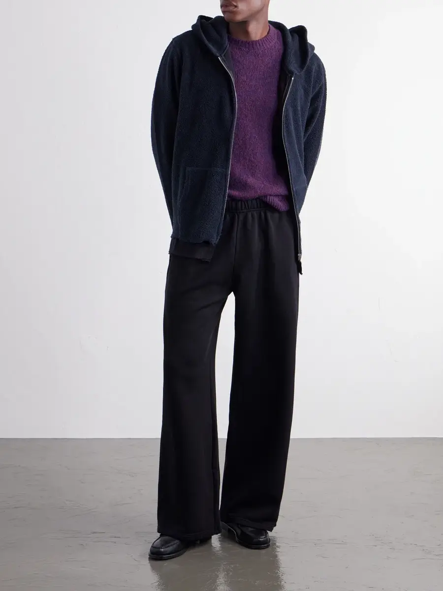 Les Tien Party Wide-Leg Garment-Dyed Cotton-Fleece Sweatpants - Men | Thumbnail 2 Les Tien Party Wide-Leg Garment-Dyed Cotton-Fleece Sweatpants - Men | Thumbnail 2