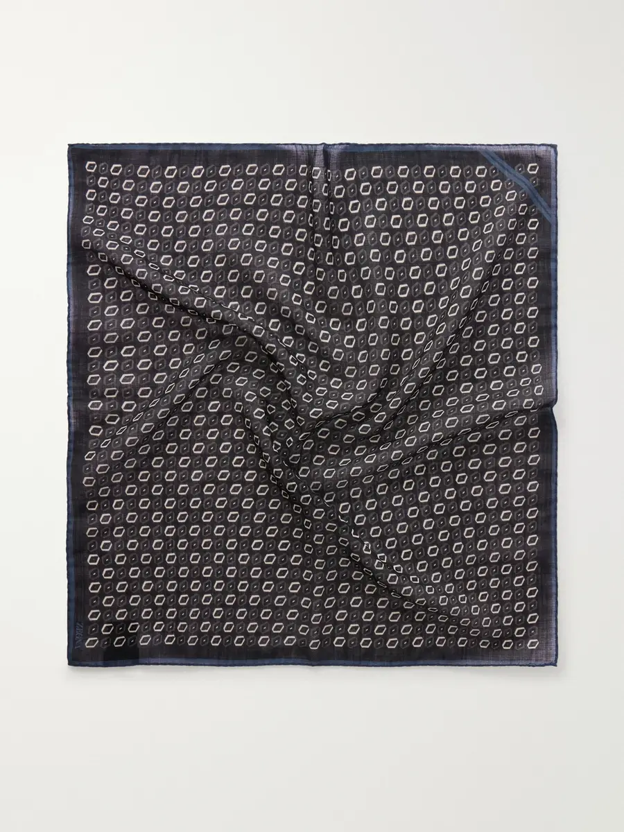 Zegna Printed Wool Pocket Square - Men | Thumbnail 3 Zegna Printed Wool Pocket Square - Men | Thumbnail 3