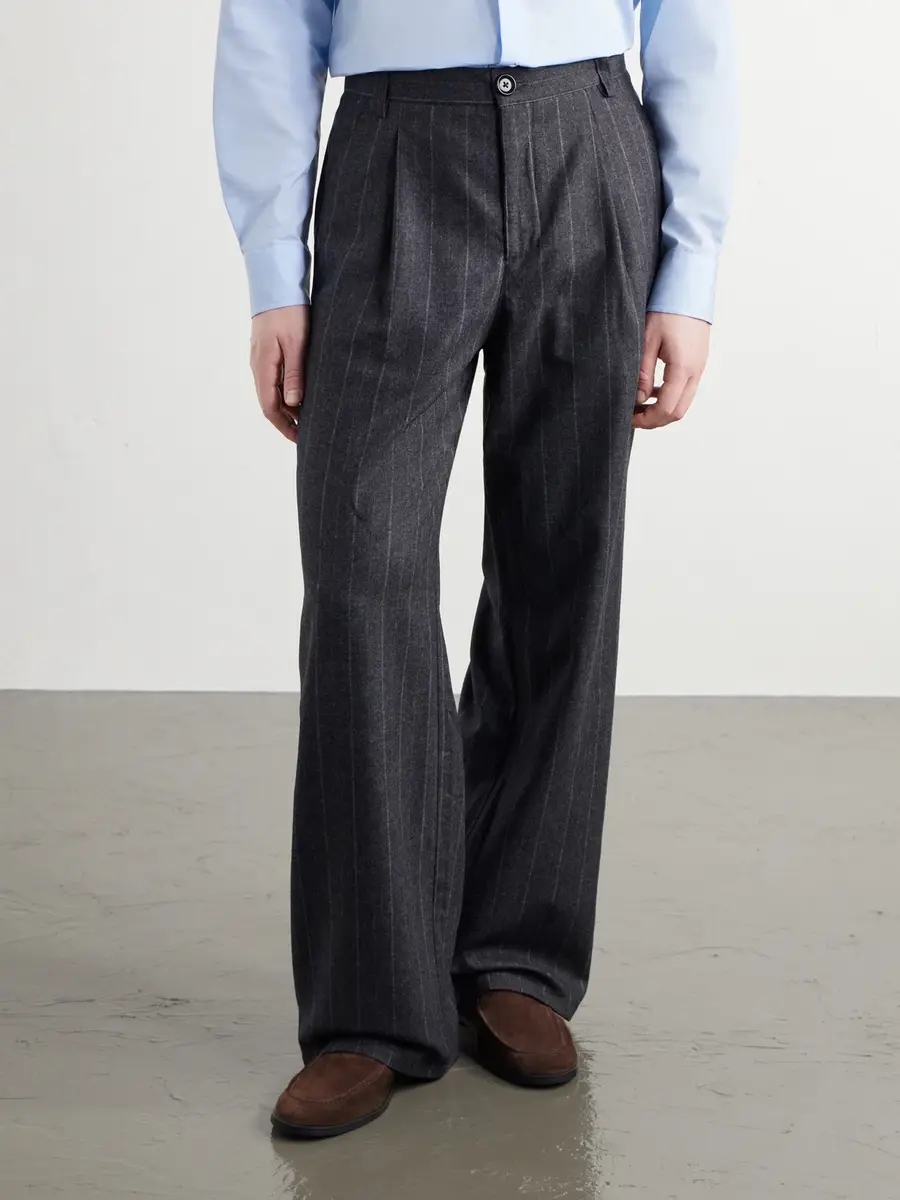 Oliver Spencer Orsman Flared Pleated Striped Wool-Blend Suit Trousers - Men | Thumbnail 3 Oliver Spencer Orsman Flared Pleated Striped Wool-Blend Suit Trousers - Men | Thumbnail 3