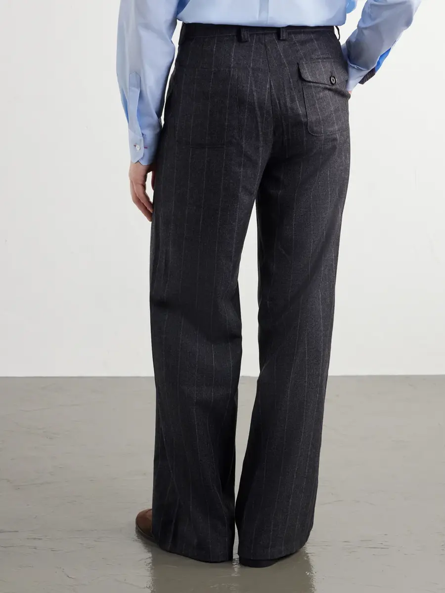 Oliver Spencer Orsman Flared Pleated Striped Wool-Blend Suit Trousers - Men | Thumbnail 4 Oliver Spencer Orsman Flared Pleated Striped Wool-Blend Suit Trousers - Men | Thumbnail 4