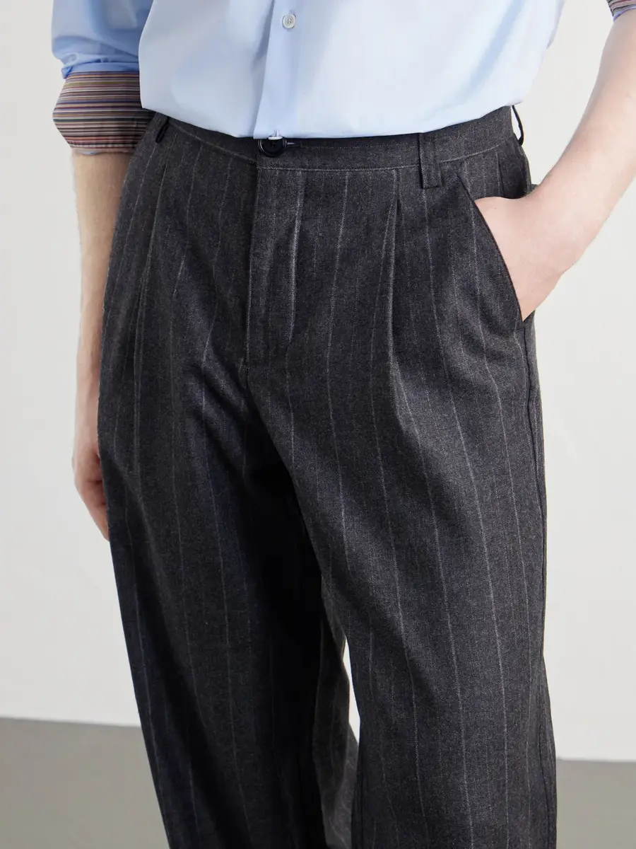Oliver Spencer Orsman Flared Pleated Striped Wool-Blend Suit Trousers - Men | Thumbnail 5 Oliver Spencer Orsman Flared Pleated Striped Wool-Blend Suit Trousers - Men | Thumbnail 5