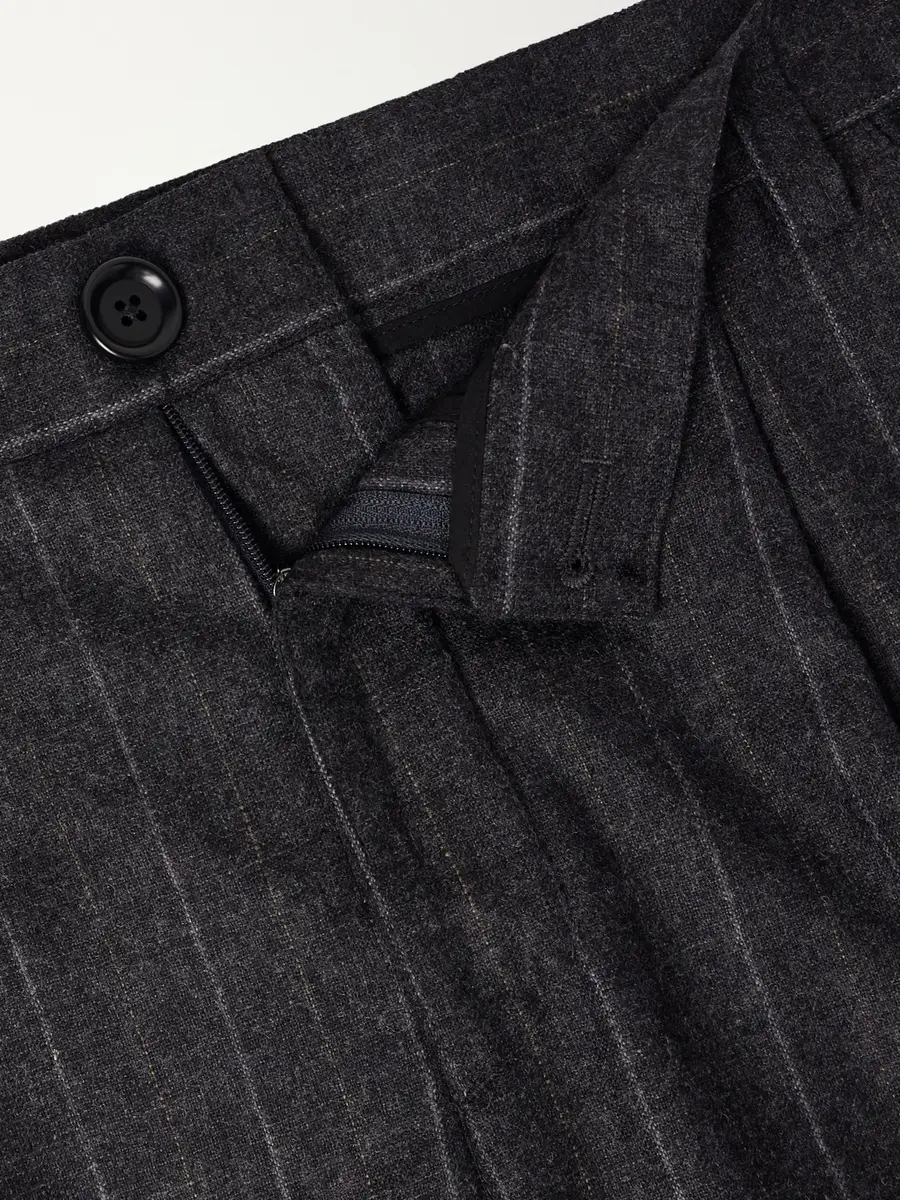 Oliver Spencer Orsman Flared Pleated Striped Wool-Blend Suit Trousers - Men | Thumbnail 6 Oliver Spencer Orsman Flared Pleated Striped Wool-Blend Suit Trousers - Men | Thumbnail 6