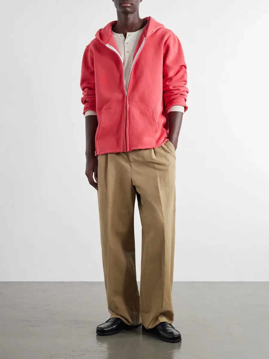 Les Tien Garment-Dyed Distressed Cotton-Jersey Zip-Up Hoodie - Men | Thumbnail 2