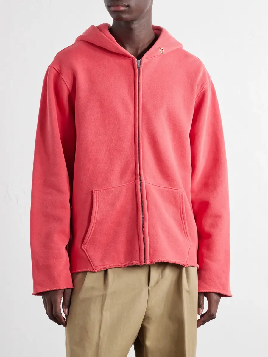 Les Tien Garment-Dyed Distressed Cotton-Jersey Zip-Up Hoodie - Men | Thumbnail 3