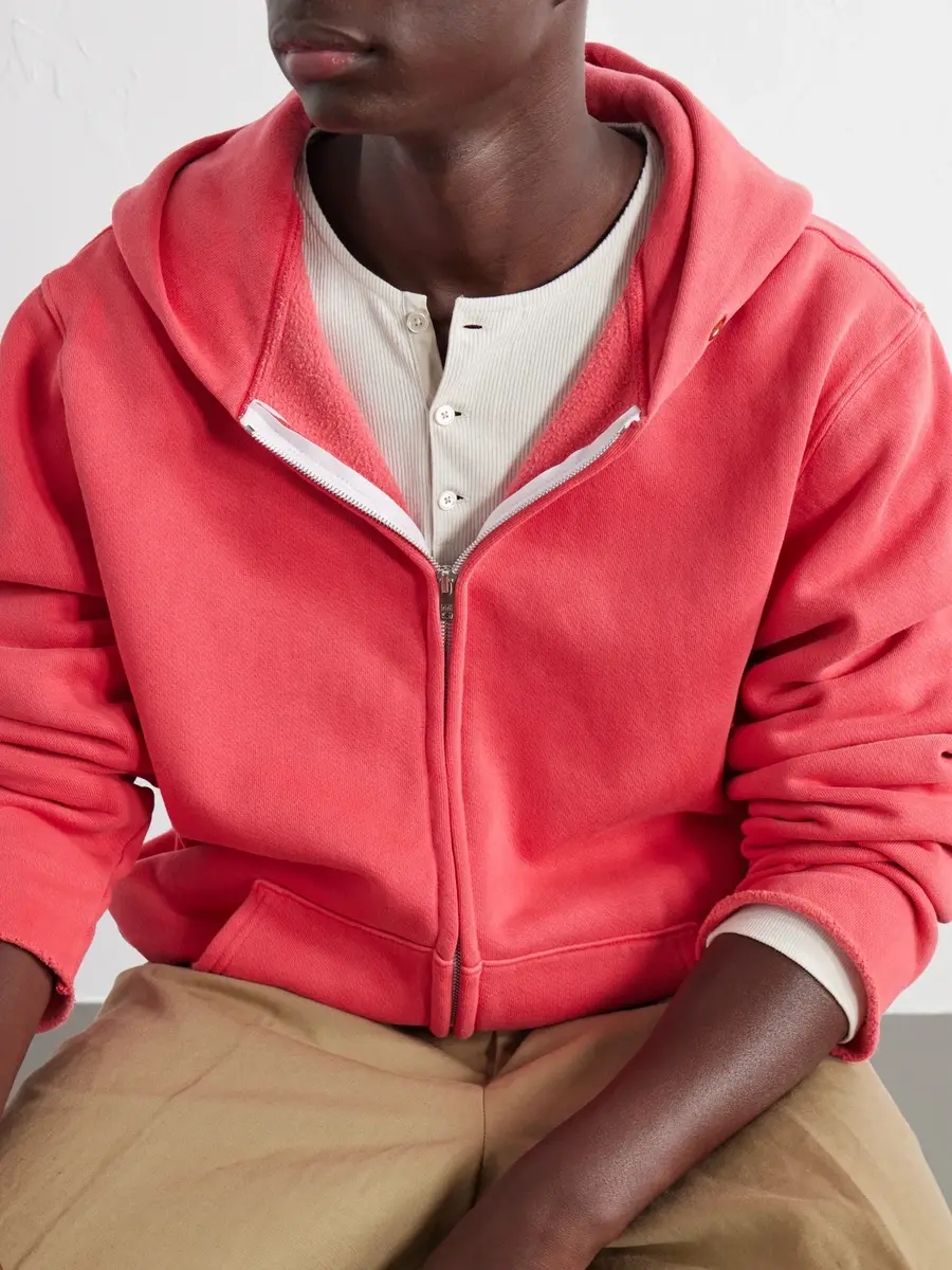 Les Tien Garment-Dyed Distressed Cotton-Jersey Zip-Up Hoodie - Men | Thumbnail 5
