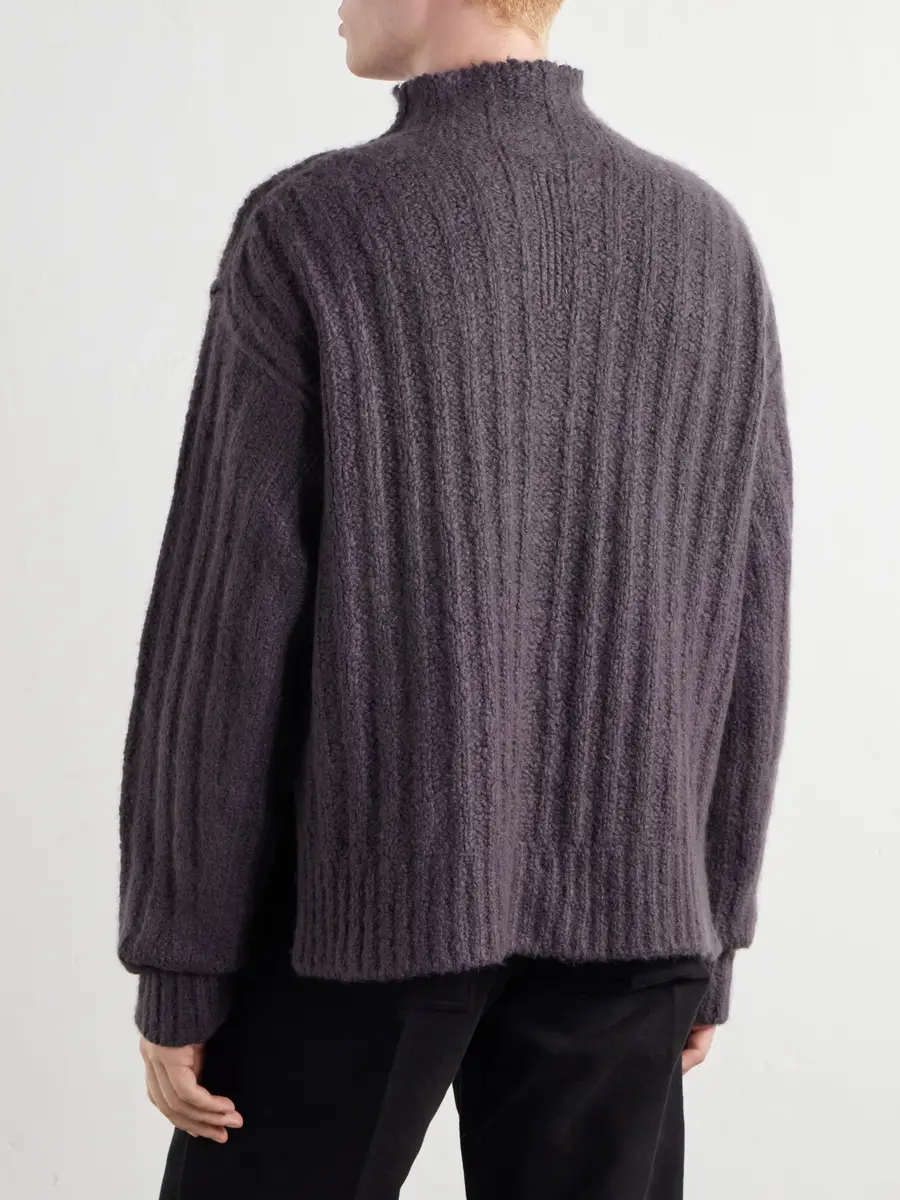 Rick Owens Ribbed Cashmere and Silk-Blend Rollneck Sweater - Men | Thumbnail 4 Rick Owens Ribbed Cashmere and Silk-Blend Rollneck Sweater - Men | Thumbnail 4