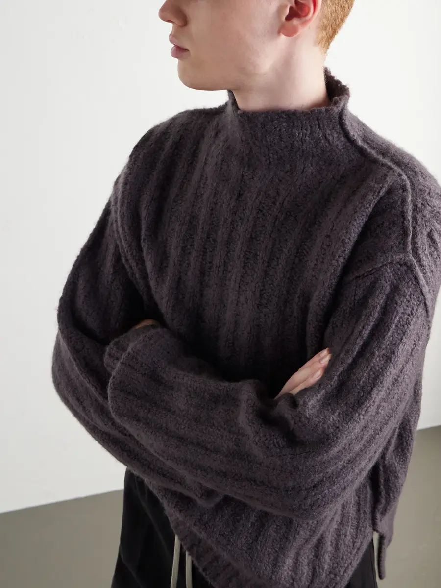 Rick Owens Ribbed Cashmere and Silk-Blend Rollneck Sweater - Men | Thumbnail 5 Rick Owens Ribbed Cashmere and Silk-Blend Rollneck Sweater - Men | Thumbnail 5