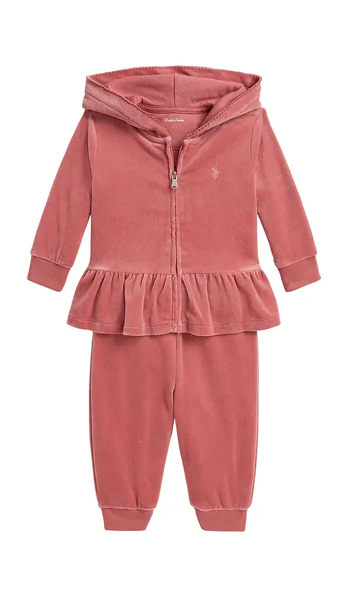 Polo Ralph Lauren Baby Two Piece Set Long Sleeve Cotton Velour Full Zip Sweatshirt With Jogger | Image 1 Polo Ralph Lauren Baby Two Piece Set Long Sleeve Cotton Velour Full Zip Sweatshirt With Jogger | Image 1