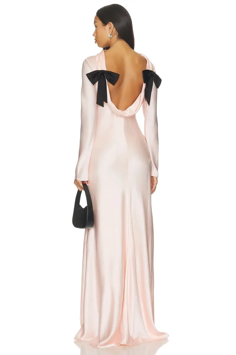 Cowl Back Dress With Bows Cowl Back Dress With Bows