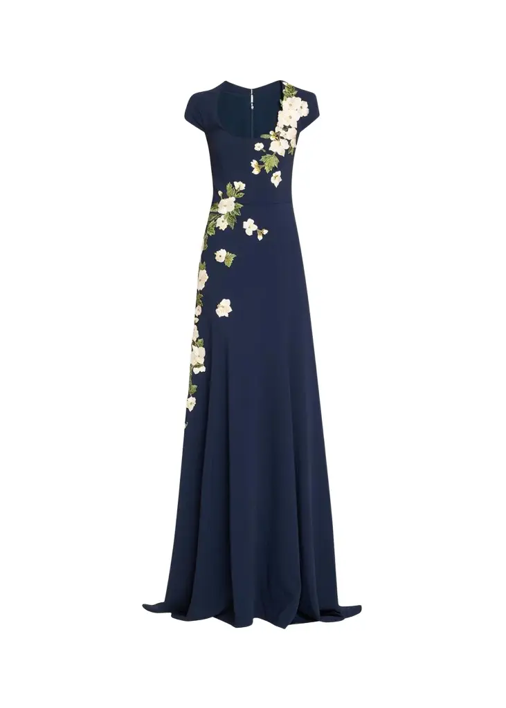 Oscar de la Renta Cascading Cherry Blossom Embroidered Gown | Image 1 Oscar de la Renta Cascading Cherry Blossom Embroidered Gown | Image 1