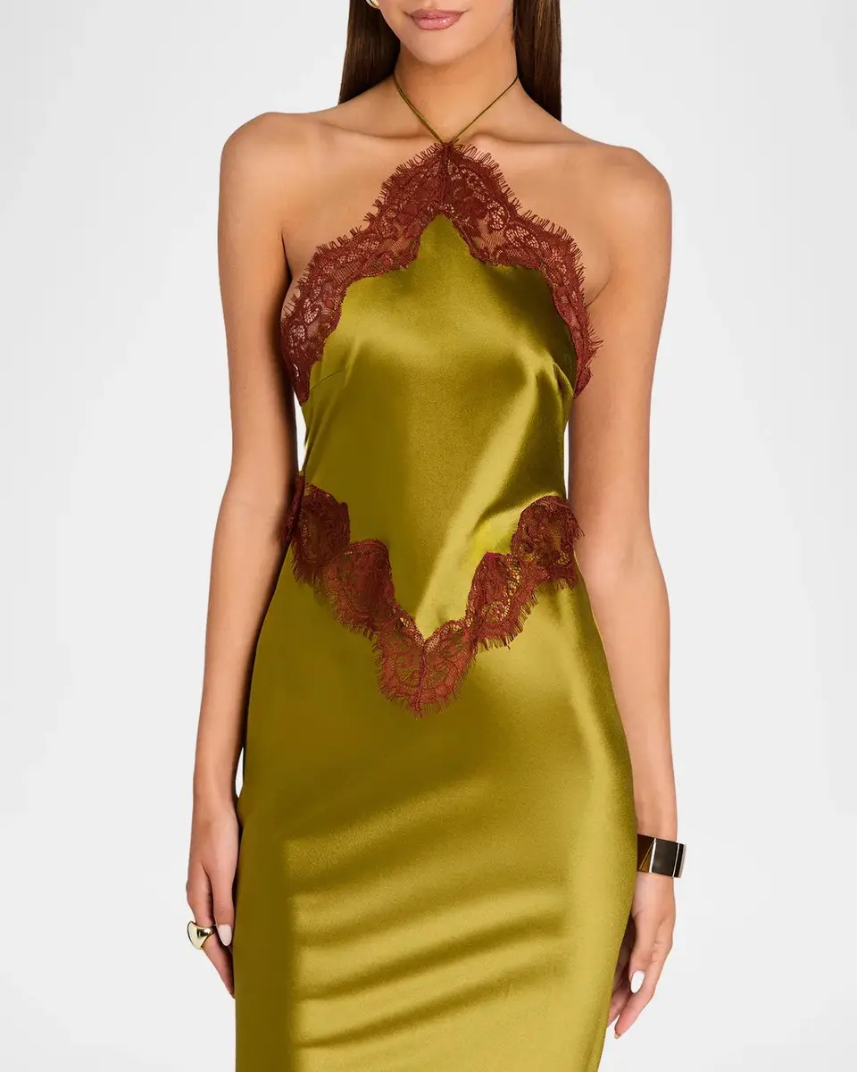 Retrofête Everly Lace-Trim Satin Halter Dress | Thumbnail 5 Retrofête Everly Lace-Trim Satin Halter Dress | Thumbnail 5