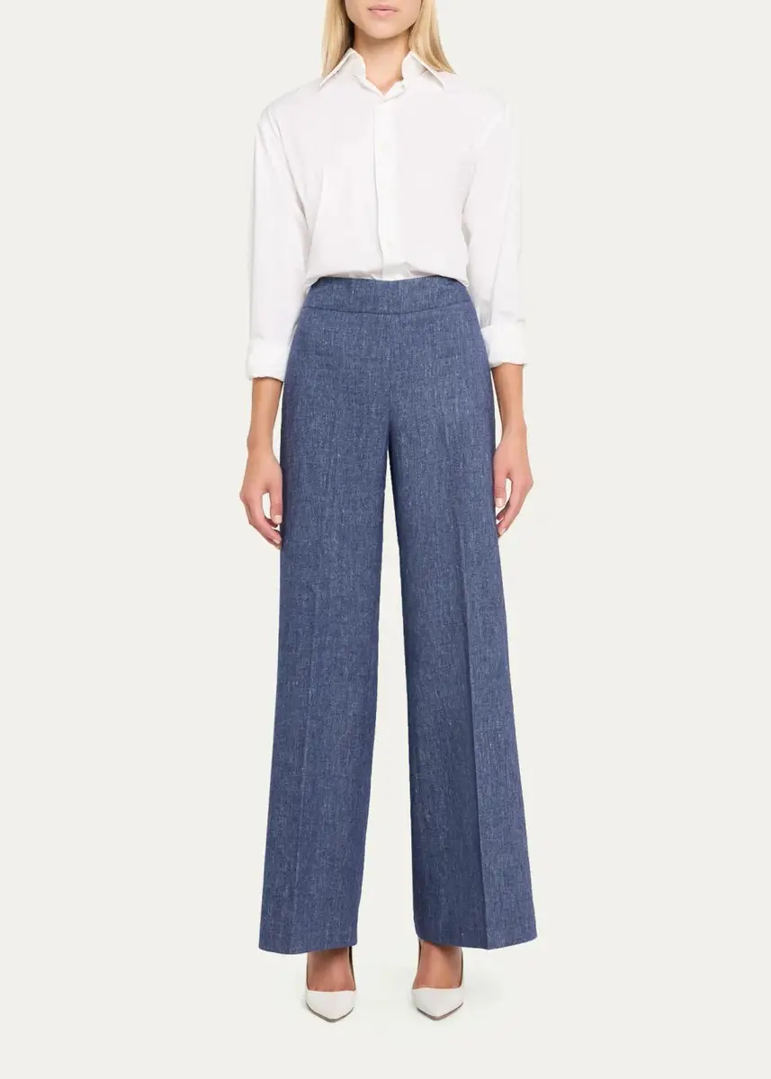 Carolina Herrera Diane Wool-Blend Flannel Wide-Leg Pants | Thumbnail 2 Carolina Herrera Diane Wool-Blend Flannel Wide-Leg Pants | Thumbnail 2