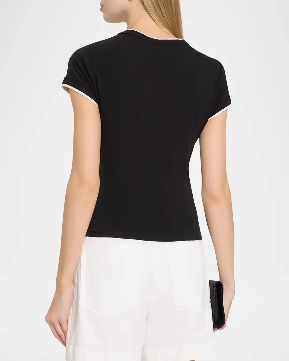 Veronica Beard Devin Stretch-Cotton T-Shirt | Thumbnail 3 Veronica Beard Devin Stretch-Cotton T-Shirt | Thumbnail 3