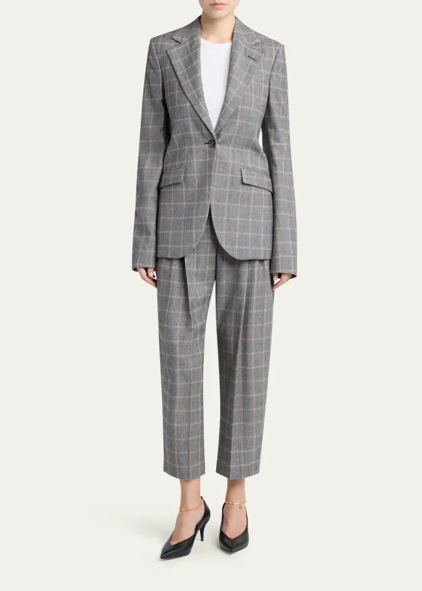 Stella McCartney Slim Checked Single-Breasted Blazer Jacket | Thumbnail 2 Stella McCartney Slim Checked Single-Breasted Blazer Jacket | Thumbnail 2
