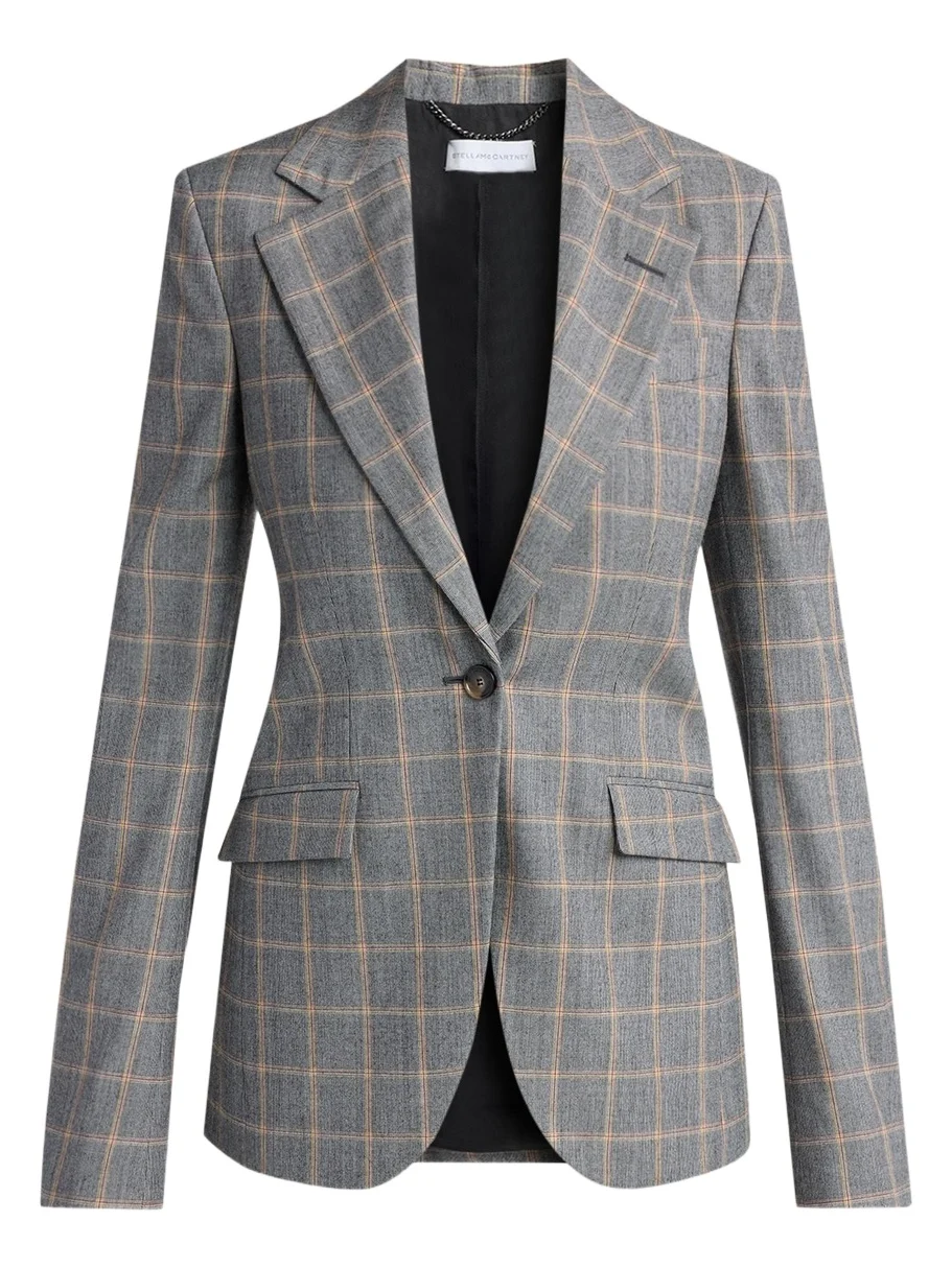Slim Checked Single-Breasted Blazer Jacket