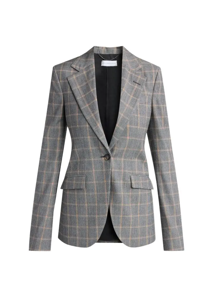 Stella McCartney Slim Checked Single-Breasted Blazer Jacket | Image 1 Stella McCartney Slim Checked Single-Breasted Blazer Jacket | Image 1