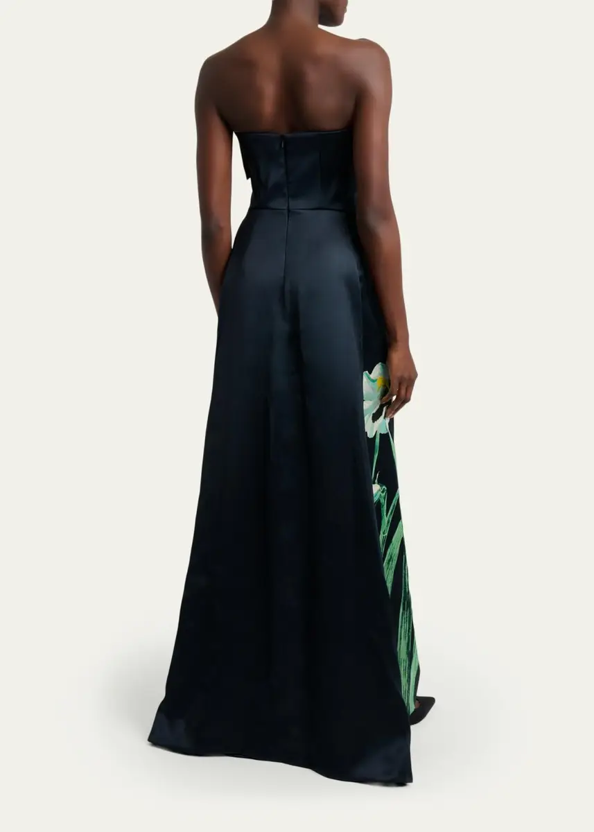 Erdem Floral Duchess Satin Strapless Gown | Thumbnail 3 Erdem Floral Duchess Satin Strapless Gown | Thumbnail 3
