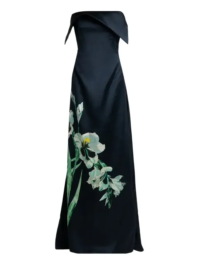 Floral Duchess Satin Strapless Gown