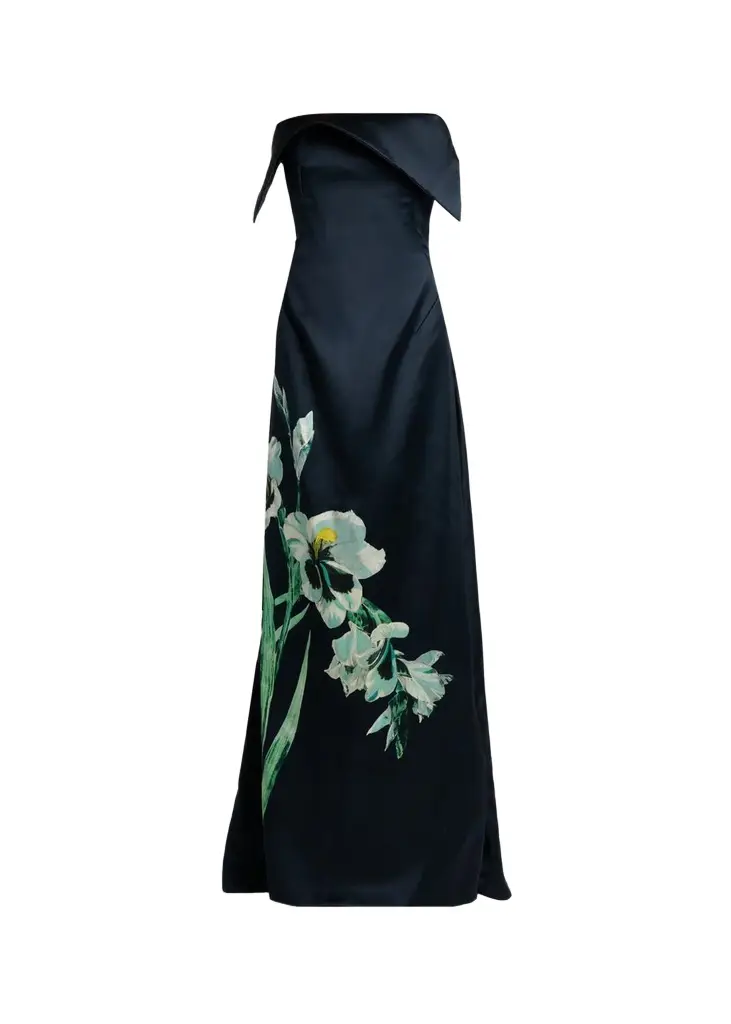 Erdem Floral Duchess Satin Strapless Gown | Image 1 Erdem Floral Duchess Satin Strapless Gown | Image 1