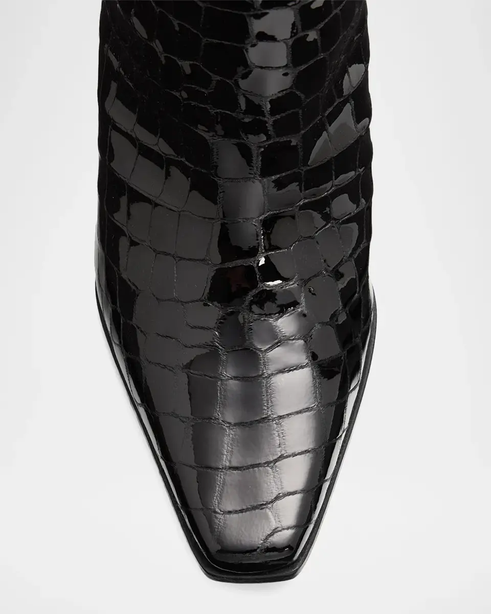 Stuart Weitzman 85mm Stassi Croco-Printed Patent Leather Knee-High Boots | Thumbnail 5 Stuart Weitzman 85mm Stassi Croco-Printed Patent Leather Knee-High Boots | Thumbnail 5