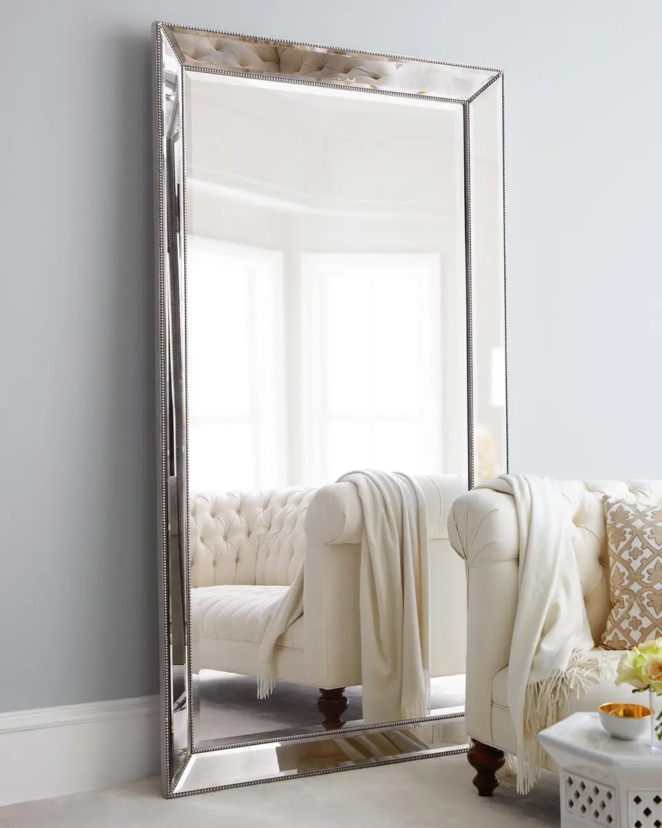 Katherine Noble by BMC Antiqued-Silver Beaded Floor Mirror | Thumbnail 2