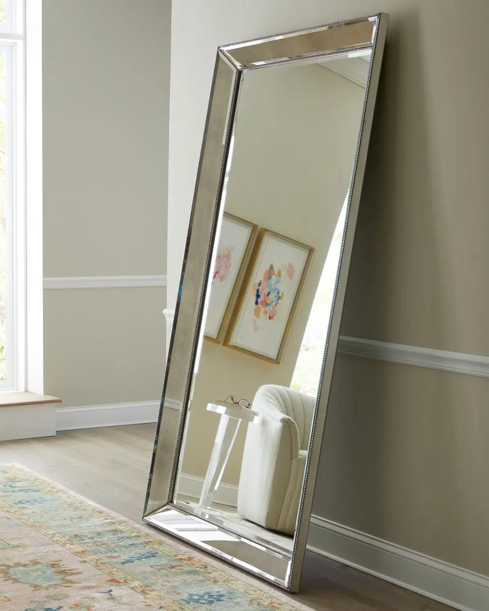 Katherine Noble by BMC Antiqued-Silver Beaded Floor Mirror | Thumbnail 5