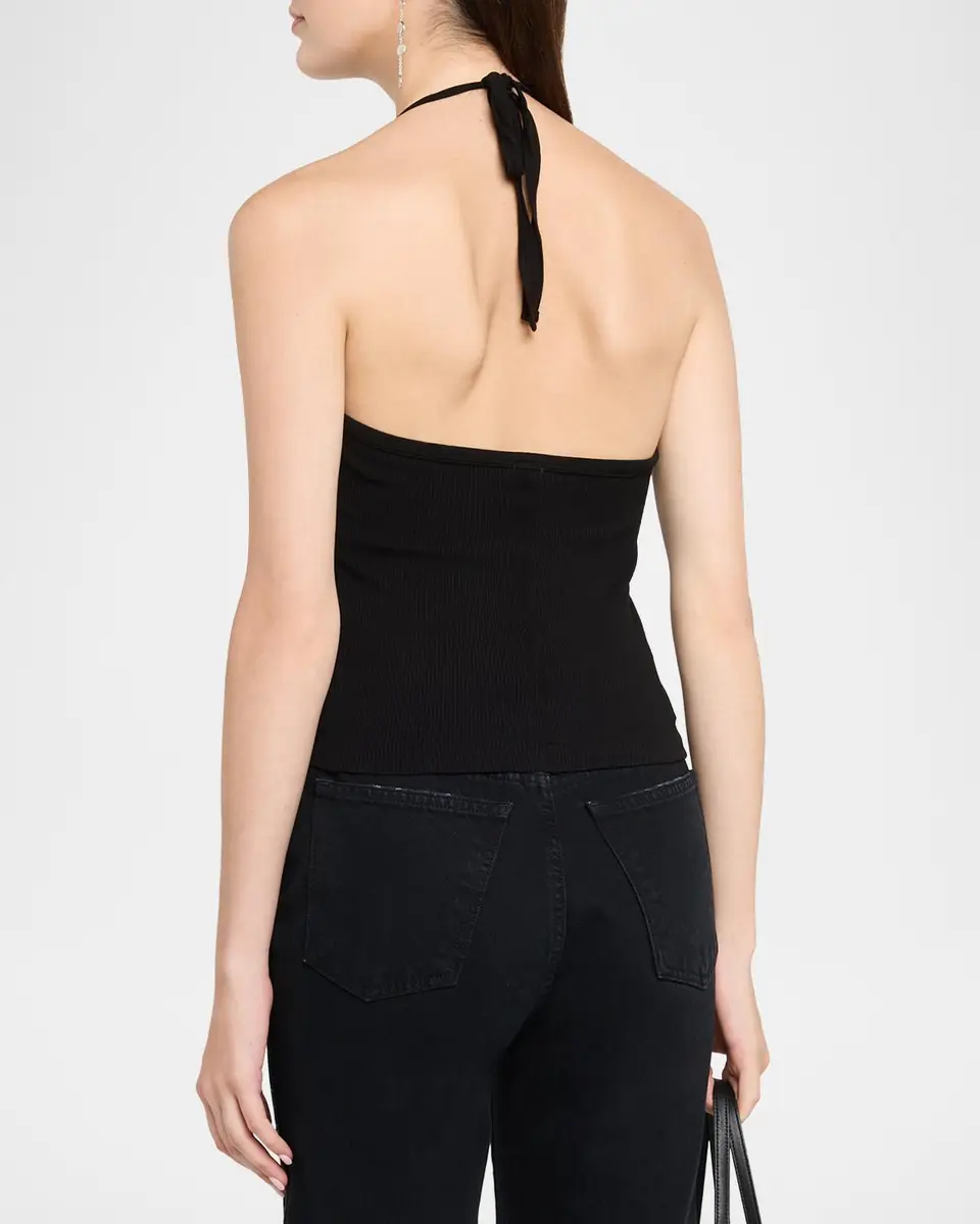 RE/DONE Sylvie Ribbed Halter Tank Top | Thumbnail 3