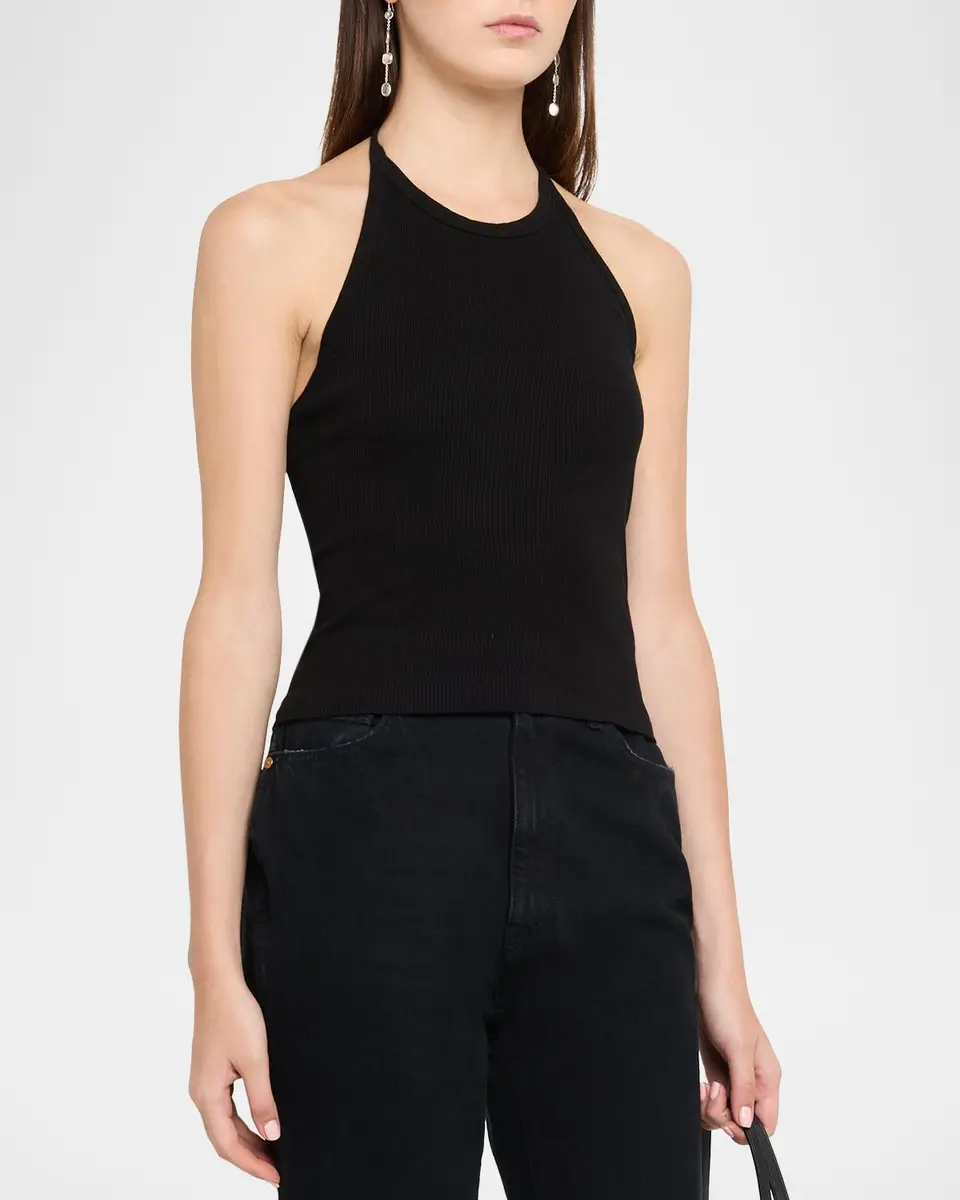 RE/DONE Sylvie Ribbed Halter Tank Top | Thumbnail 4