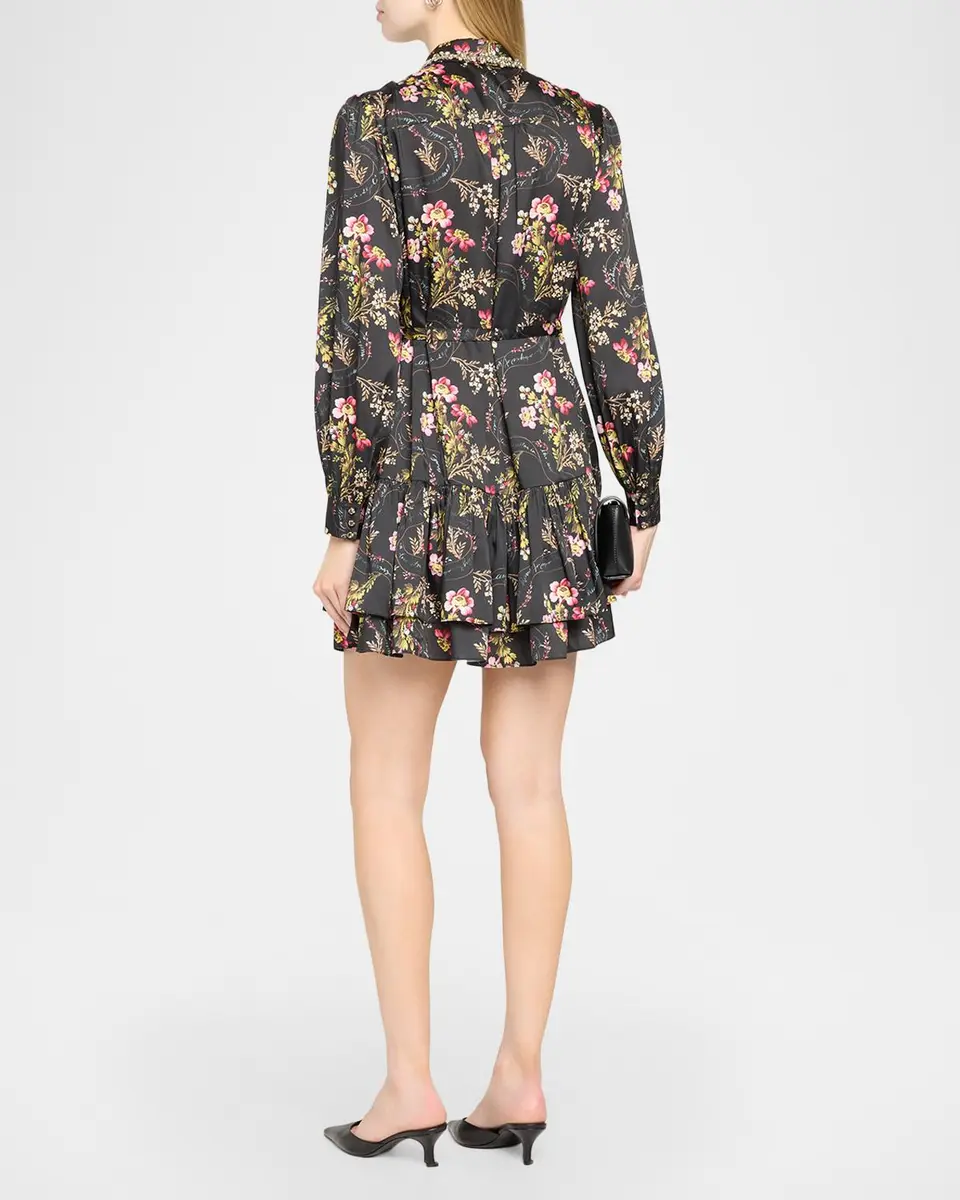Cinq à Sept Love Letter Floral Belted Ruffle-Hem Mini Dress | Thumbnail 3 Cinq à Sept Love Letter Floral Belted Ruffle-Hem Mini Dress | Thumbnail 3