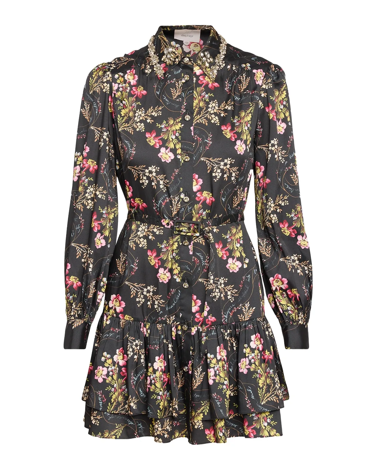 Love Letter Floral Belted Ruffle-Hem Mini Dress Love Letter Floral Belted Ruffle-Hem Mini Dress