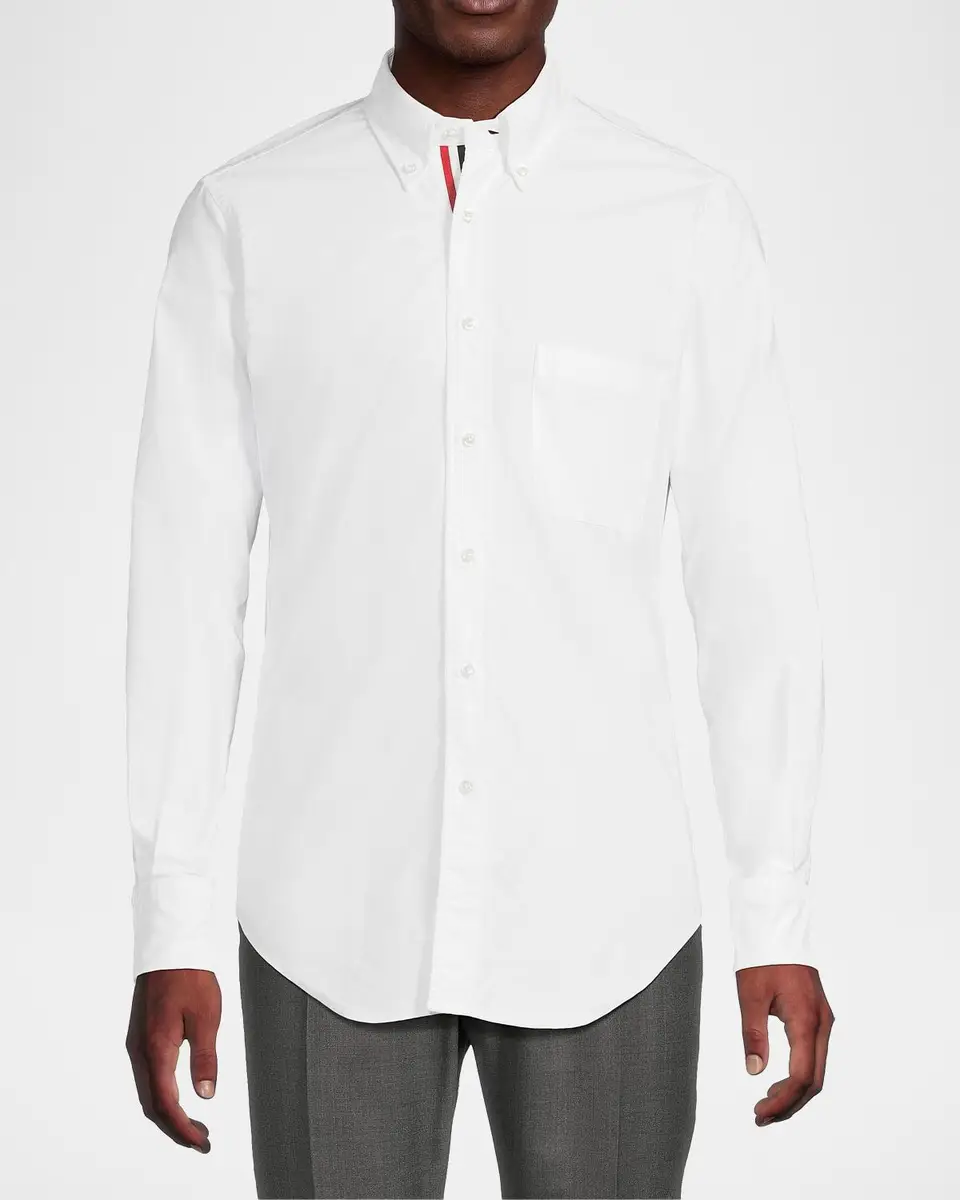 Thom Browne Men's Oxford Grosgrain-Placket Dress Shirt | Thumbnail 4 Thom Browne Men's Oxford Grosgrain-Placket Dress Shirt | Thumbnail 4