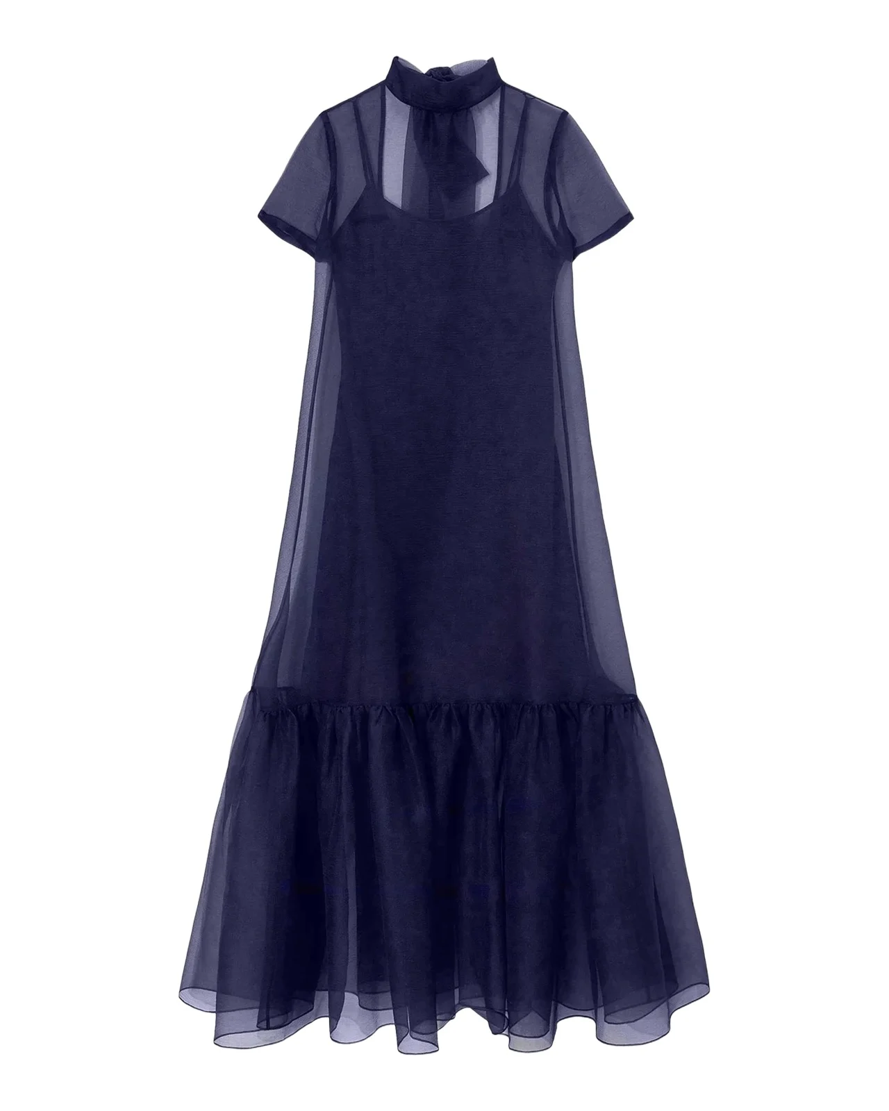 Staud Calluna Bow-Back Organza Gown