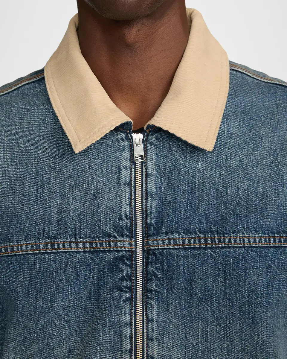 Frame Men's Corduroy-Collar Denim Zip Trucker Jacket | Thumbnail 5 Frame Men's Corduroy-Collar Denim Zip Trucker Jacket | Thumbnail 5