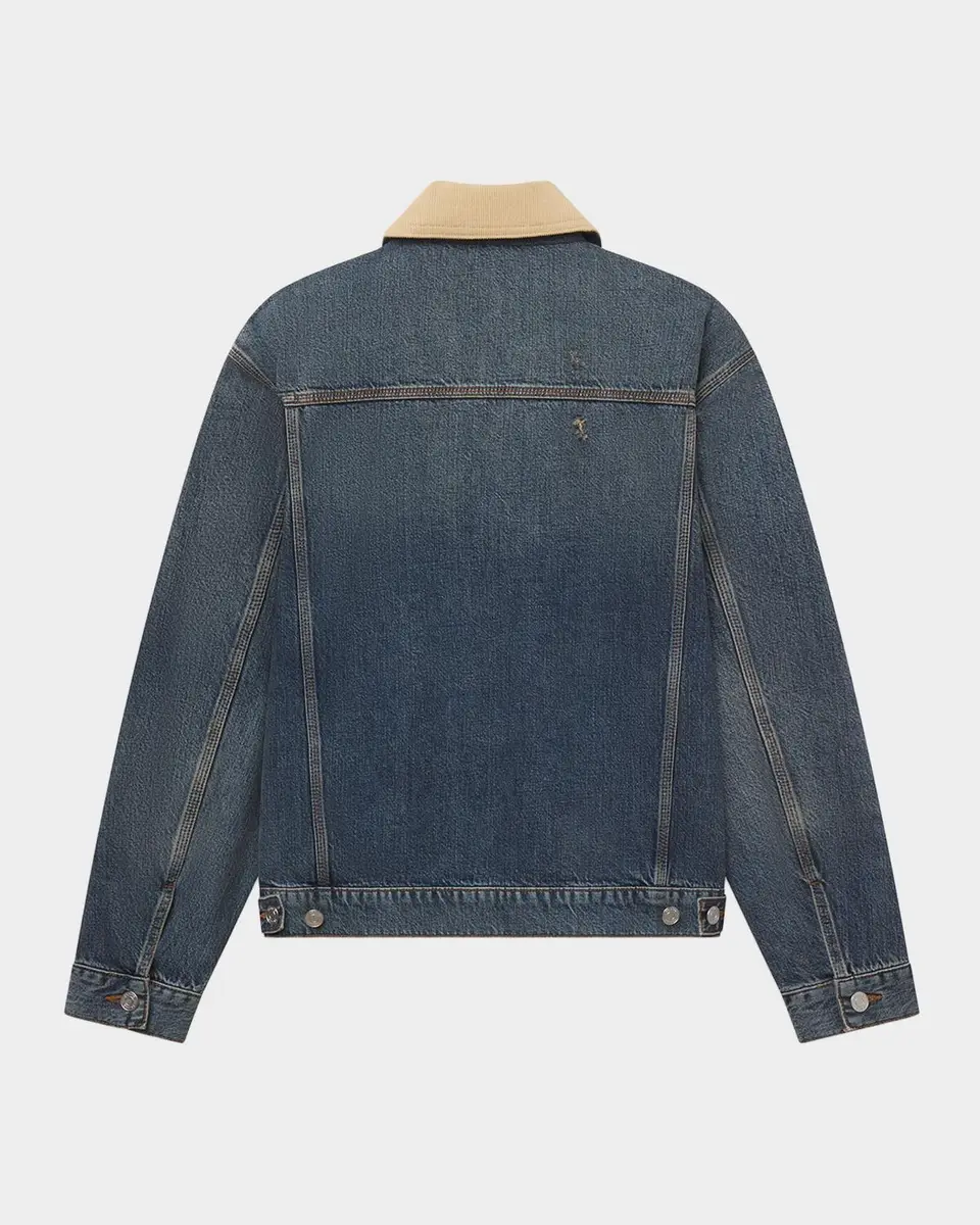 Frame Men's Corduroy-Collar Denim Zip Trucker Jacket | Thumbnail 7 Frame Men's Corduroy-Collar Denim Zip Trucker Jacket | Thumbnail 7