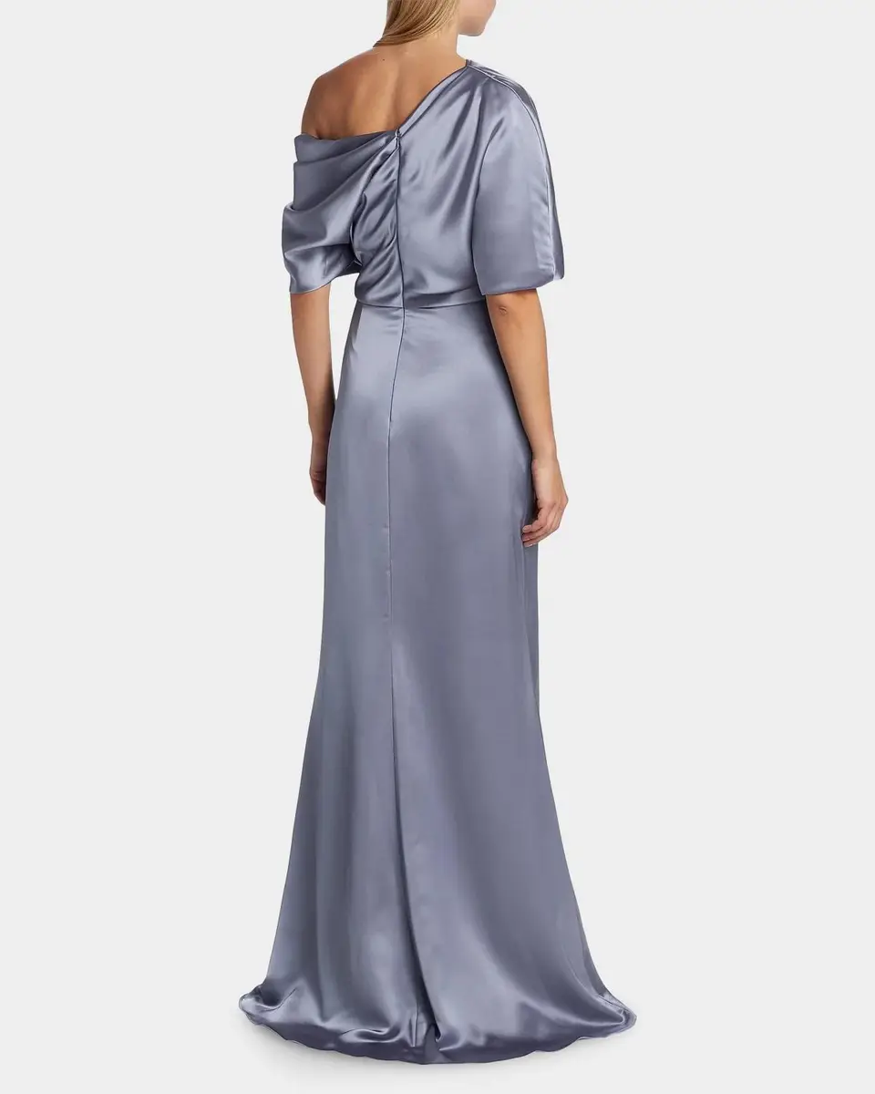 Amsale Draped Satin Off-The-Shoulder Gown | Thumbnail 3 Amsale Draped Satin Off-The-Shoulder Gown | Thumbnail 3