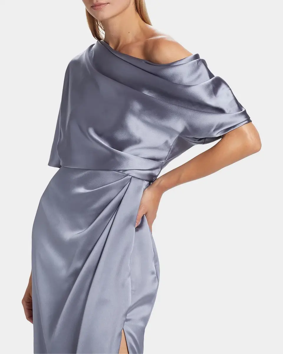 Amsale Draped Satin Off-The-Shoulder Gown | Thumbnail 5 Amsale Draped Satin Off-The-Shoulder Gown | Thumbnail 5