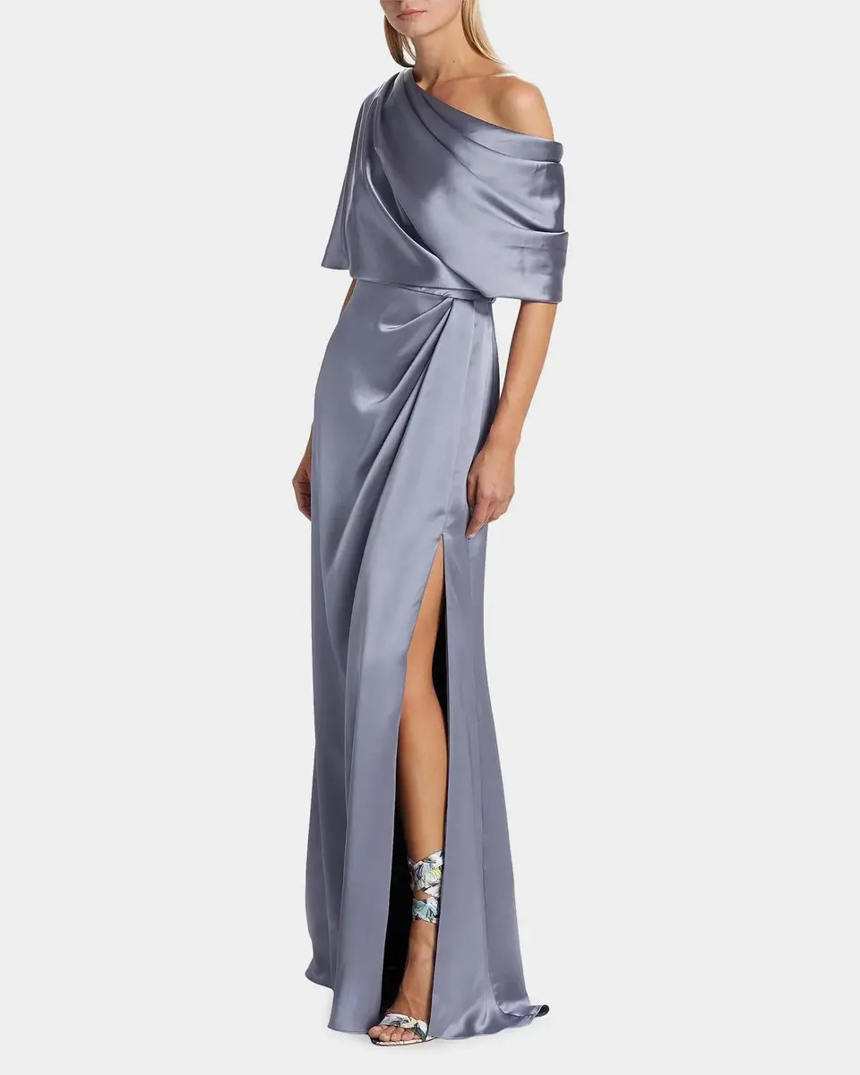 Amsale Draped Satin Off-The-Shoulder Gown | Thumbnail 7 Amsale Draped Satin Off-The-Shoulder Gown | Thumbnail 7