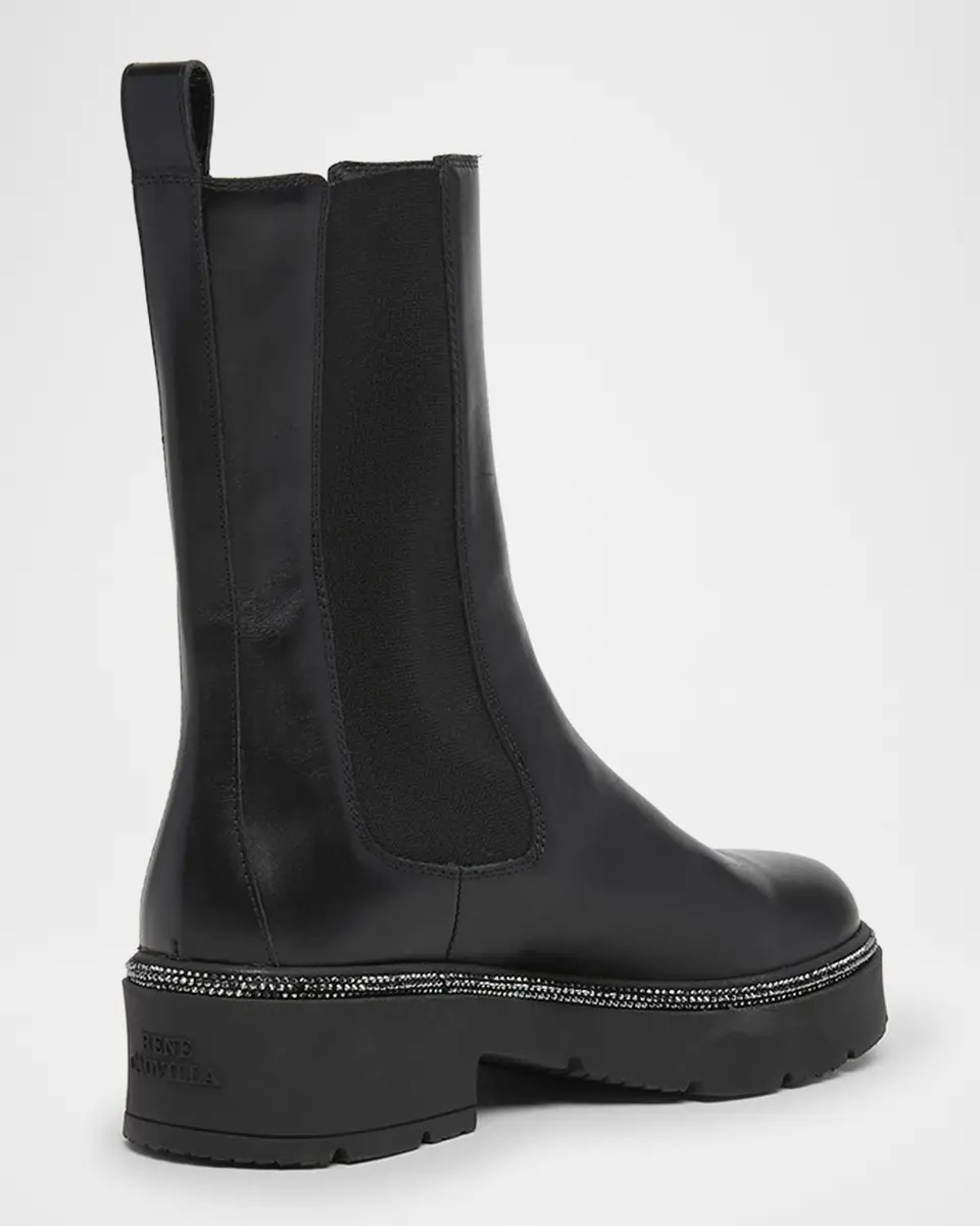 René Caovilla Leather Strass Combat Booties | Thumbnail 2 René Caovilla Leather Strass Combat Booties | Thumbnail 2