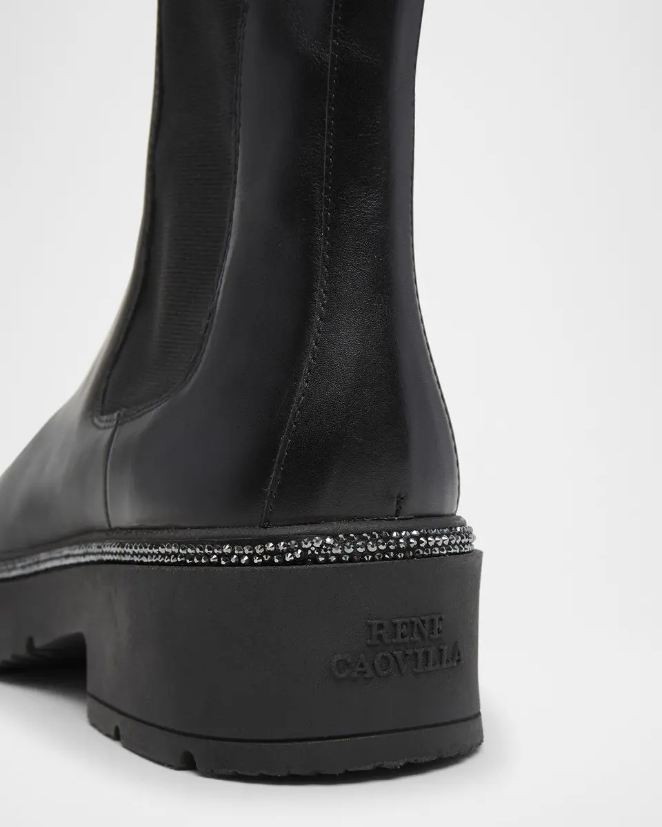 René Caovilla Leather Strass Combat Booties | Thumbnail 3 René Caovilla Leather Strass Combat Booties | Thumbnail 3