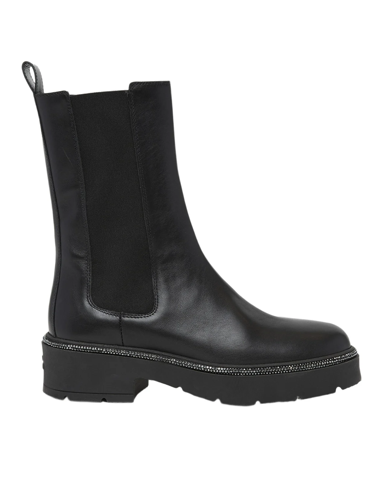 Leather Strass Combat Booties Leather Strass Combat Booties