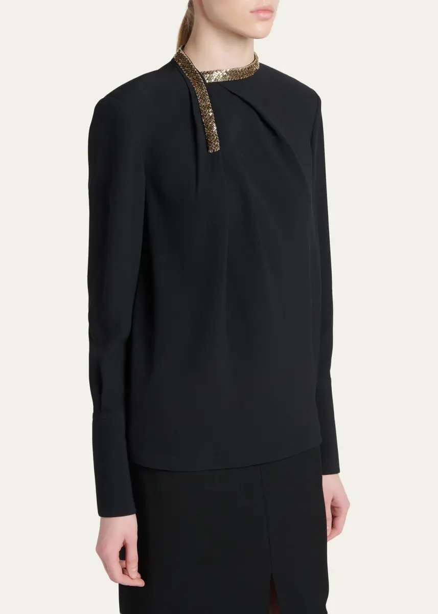 Tom Ford Asymmetric Golden Collar Top | Thumbnail 4