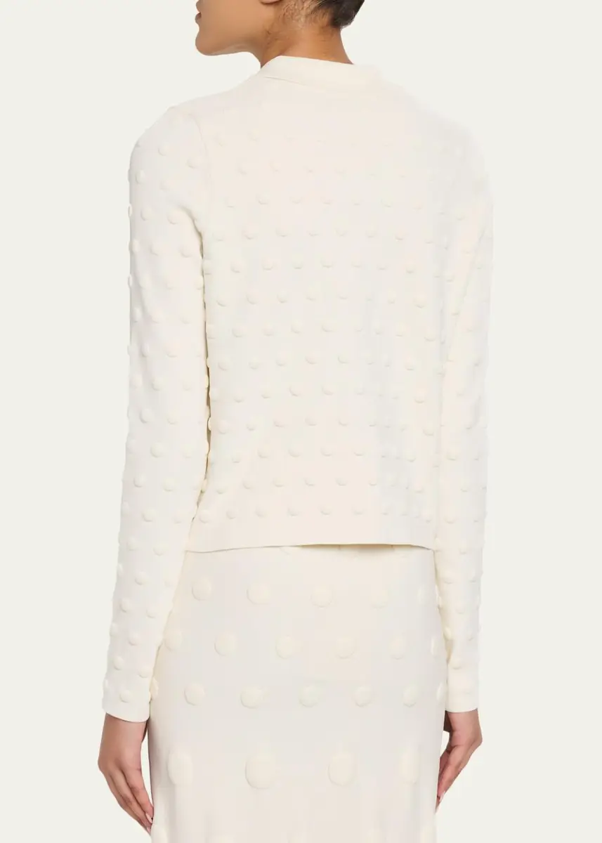 Lela Rose Pucker Dot Knit Collared Cardigan | Thumbnail 3 Lela Rose Pucker Dot Knit Collared Cardigan | Thumbnail 3