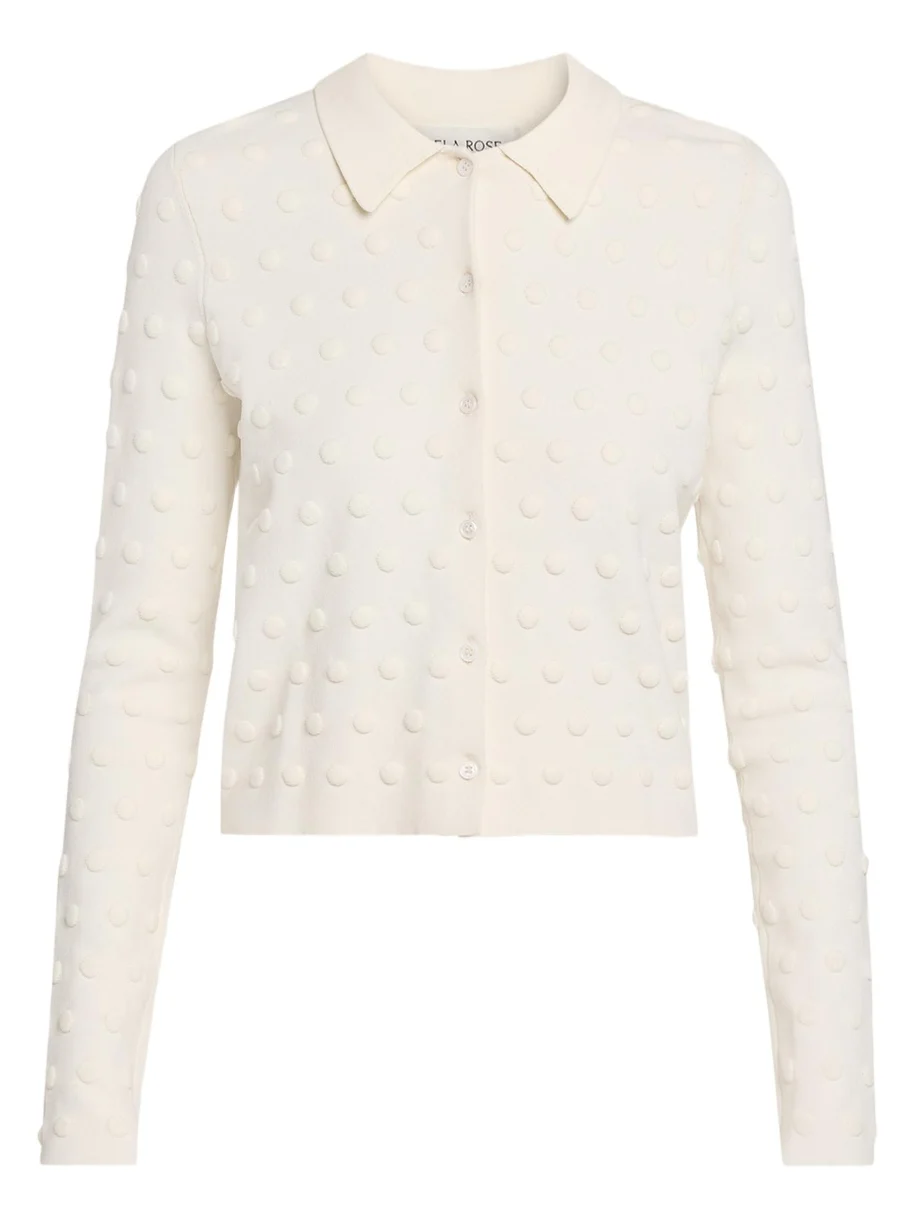 Pucker Dot Knit Collared Cardigan Pucker Dot Knit Collared Cardigan