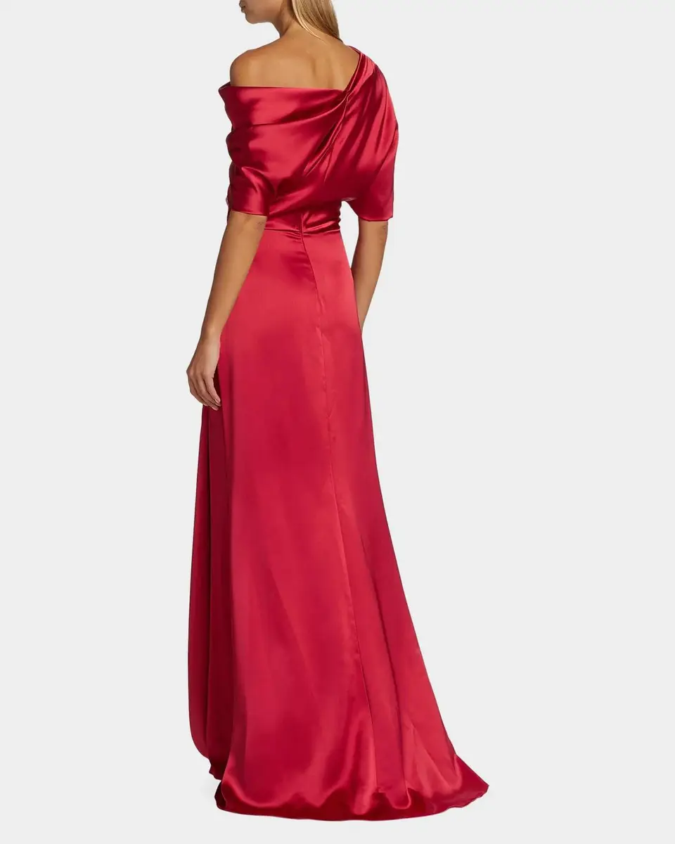 Amsale Draped Satin Off-The-Shoulder Gown | Thumbnail 3 Amsale Draped Satin Off-The-Shoulder Gown | Thumbnail 3
