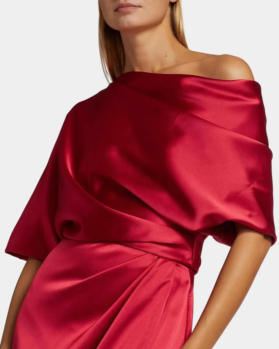 Amsale Draped Satin Off-The-Shoulder Gown | Thumbnail 5 Amsale Draped Satin Off-The-Shoulder Gown | Thumbnail 5