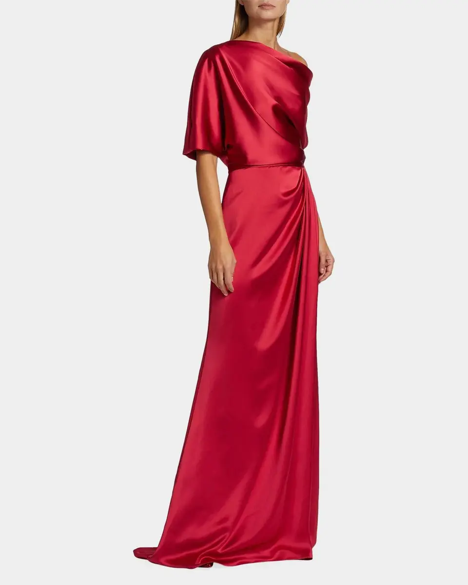 Amsale Draped Satin Off-The-Shoulder Gown | Thumbnail 7 Amsale Draped Satin Off-The-Shoulder Gown | Thumbnail 7