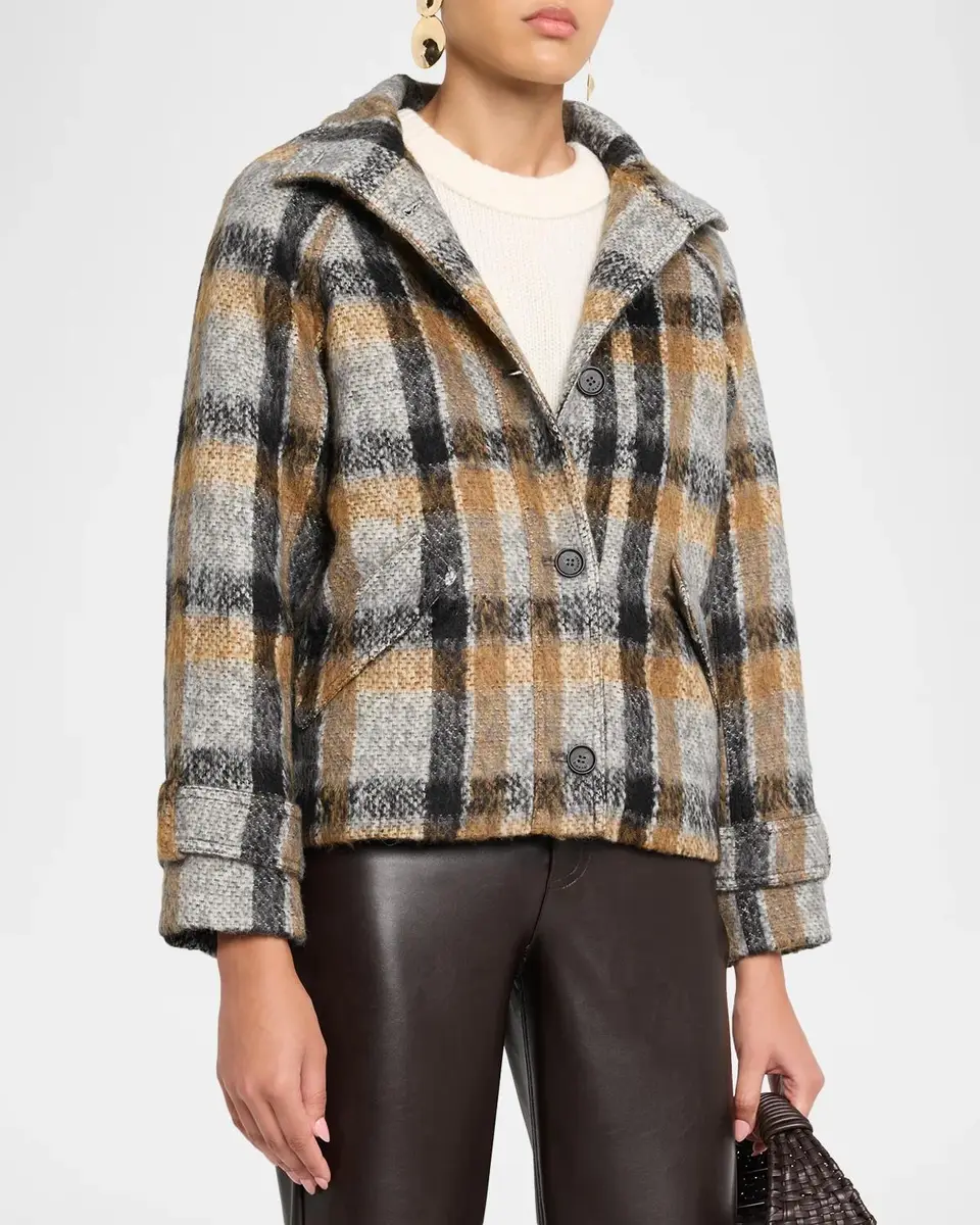 Simkhai Virelle Plaid Brushed Knit Jacket | Thumbnail 4 Simkhai Virelle Plaid Brushed Knit Jacket | Thumbnail 4