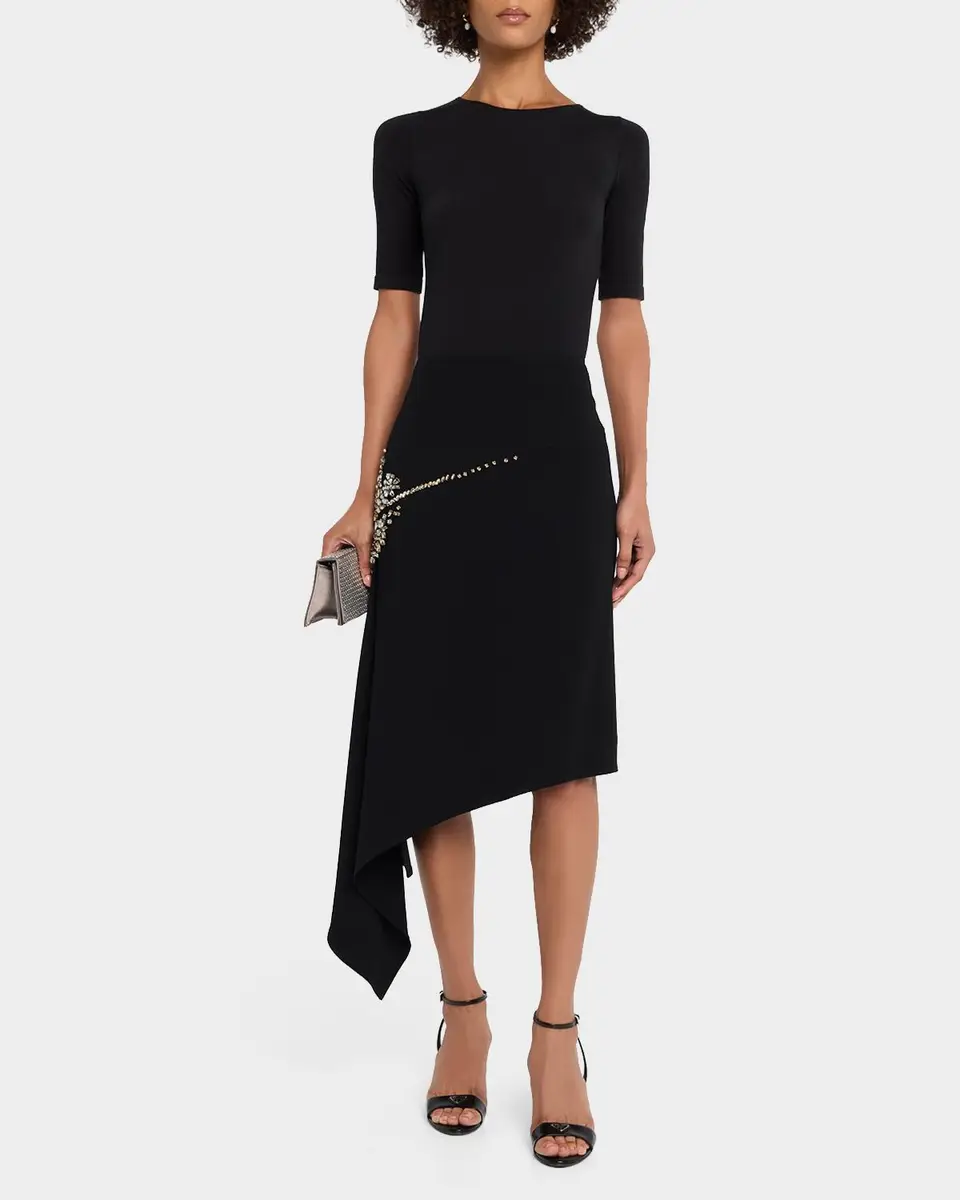 Cinq à Sept Crystal Cascade Embellished Asymmetric Midi Skirt | Thumbnail 2 Cinq à Sept Crystal Cascade Embellished Asymmetric Midi Skirt | Thumbnail 2