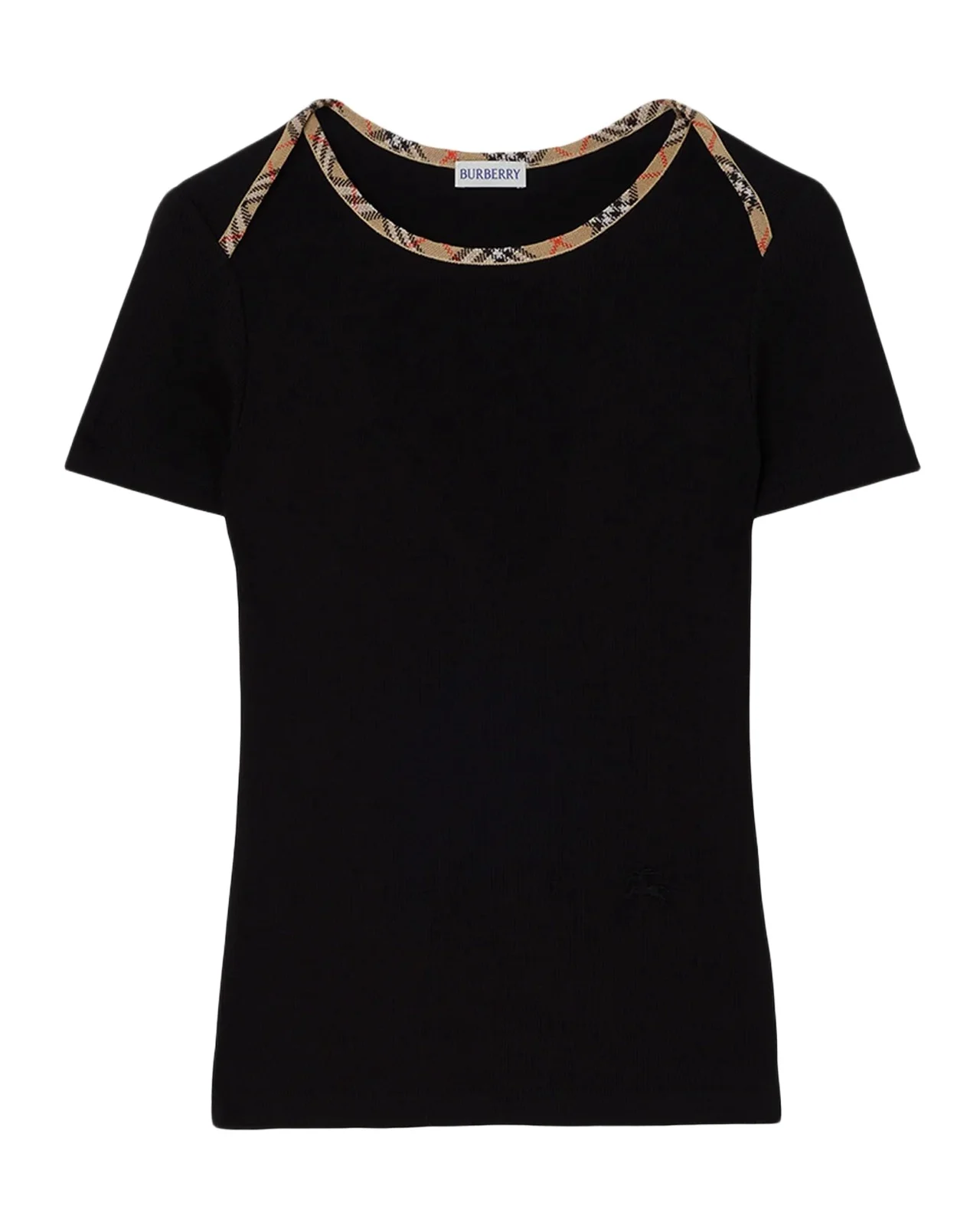 Burberry Stephanie Check-Trim Cotton Rib T-Shirt