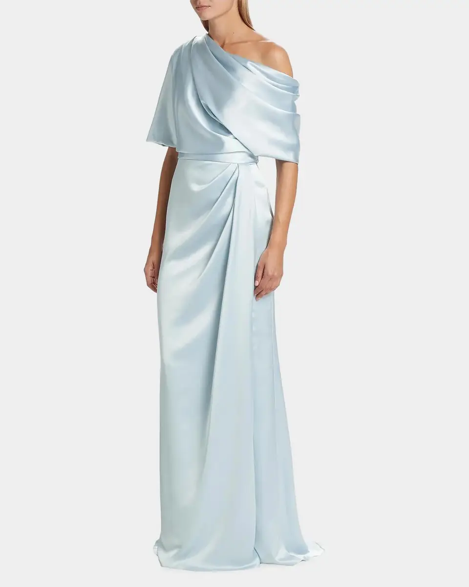 Amsale Draped Satin Off-The-Shoulder Gown | Thumbnail 4 Amsale Draped Satin Off-The-Shoulder Gown | Thumbnail 4